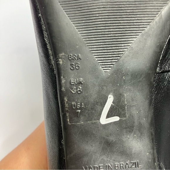 Nariana by GOLC vintage peep toe pumps black leather size 7 - Picture 6 of 7